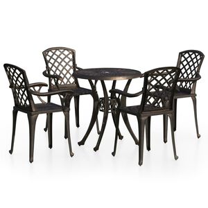 vidaXL Set mobilier bistro, 5 piese, bronz, aluminiu turnat