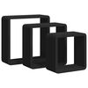 vidaXL Rafturi de perete cub, 3 buc., negru, MDF