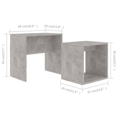 vidaXL Set măsuțe de cafea, gri beton, 48 x 30 x 45 cm, PAL
