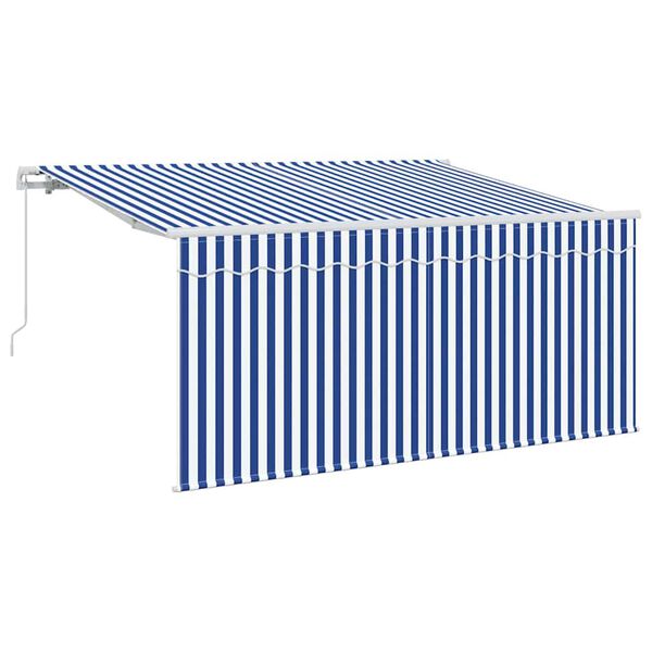 vidaXL Cortina Retractabilă Manual Albastru și Alb 300 x 200 cm