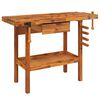 vidaXL Bancă de lucru cu sertar și menghine 124x52x83 cm, lemn masiv de acacia