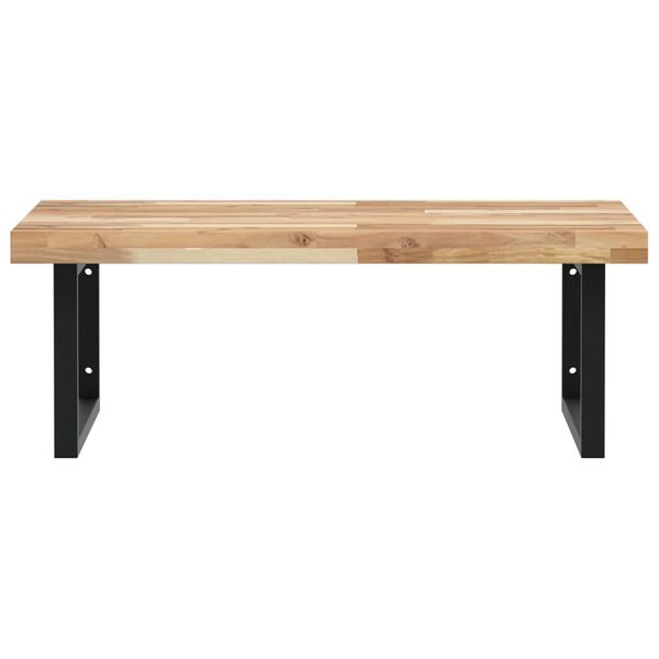 vidaXL Raft pentru lavoar montat pe perete, oțel și lemn masiv acacia