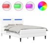 vidaXL Cadru de pat cu benzi LED Alb 120 x 190 cm Piele artificială