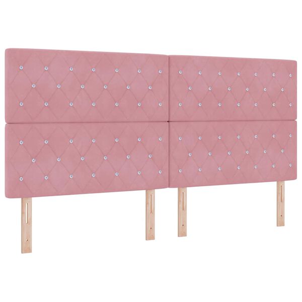 vidaXL Pat cu arcuri cu saltea cu headboard Roz 200 x 200 cm țesătură