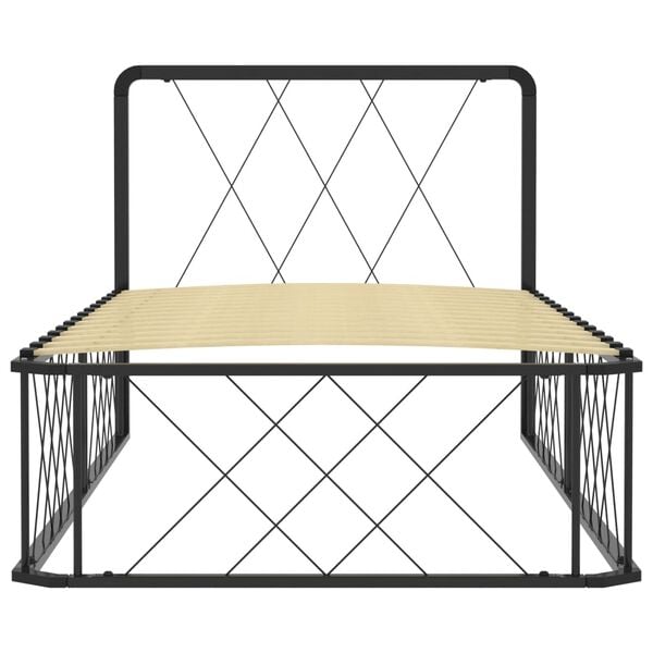 vidaXL Cadru de pat, negru, 90 x 200 cm, metal