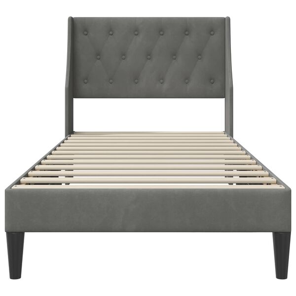 vidaXL Cadru de pat cu headboard Gri &icirc;nchis 80 x 200 cm Catifea