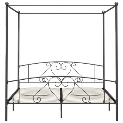 vidaXL Cadru de pat cu baldachin, gri, 200 x 200 cm, metal