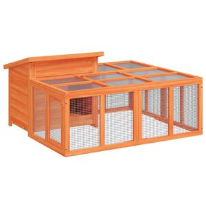 vidaXL Cușcă pentru iepuri maro 144x123x67,5 cm din lemn masiv de pin