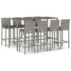vidaXL Set mobilier bar de grădină, cu perne, 9 piese, gri, poliratan