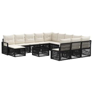 vidaXL Set de canapele pentru grădină 13 pcs Negru poliratan