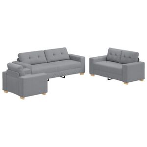 vidaXL Canapea 3 buc. Gri deschis Material textil din in