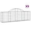 vidaXL Coșuri gabion arcuite 9 buc, 200x30x60/80 cm, fier galvanizat