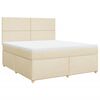 vidaXL Pat continental cu saltea, crem, 180x200 cm, textil