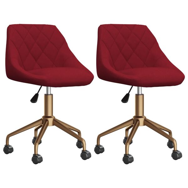 vidaXL Scaune de bucătărie pivotante, 2 buc., roșu vin, catifea