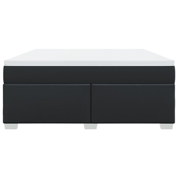 vidaXL Pat box spring cu saltea, negru, 180x200 cm, piele ecologică