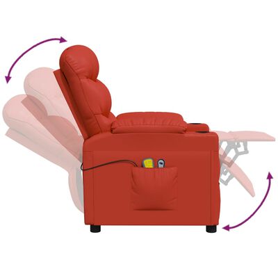 vidaXL Fotoliu de masaj cu ridicare, roșu, piele ecologică