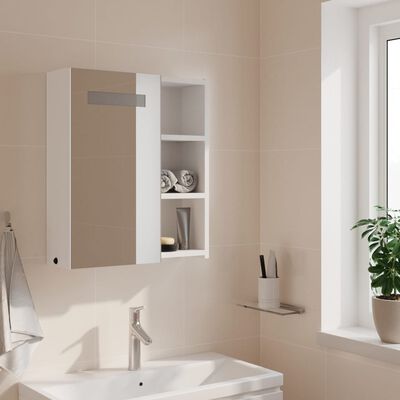 vidaXL Dulap cu oglindă de baie cu lumină LED, alb, 45x13x52 cm
