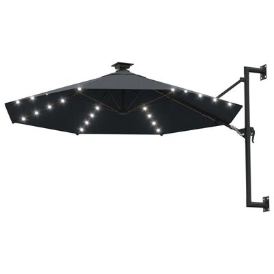 vidaXL Umbrelă soare montaj pe perete LED stâlp metal antracit 300 cm