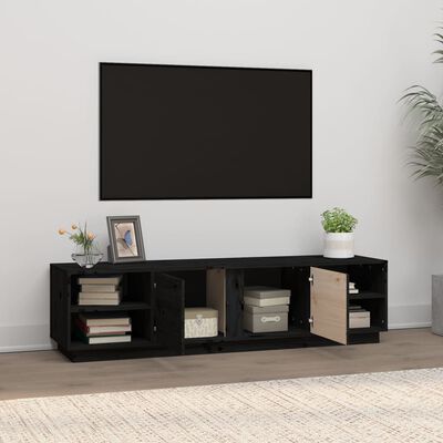 vidaXL Comodă TV, negru, 156x40x40 cm, lemn masiv de pin