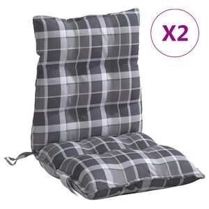 vidaXL Perne scaun cu spătar mic, 2 buc., gri carouri, textil oxford