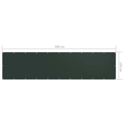 vidaXL Paravan de balcon, verde închis, 120x500 cm, țesătură oxford