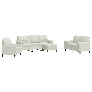 vidaXL Set de canapele cu perne/rulouri, 4 piese, crem, catifea