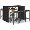 vidaXL Set bar pentru grădină, 7 piese, negru, poliratan/lemn acacia