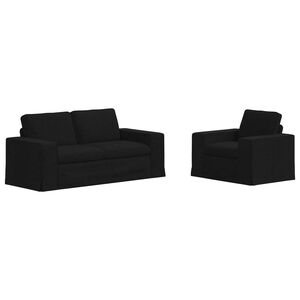 vidaXL Canapea 2 pcs Negru 182 x 80 x 82 cm țesătură