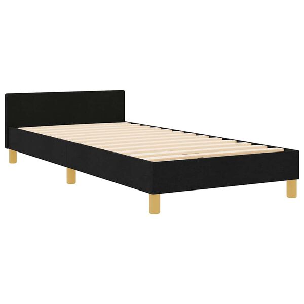 vidaXL Cadru de pat cu headboard Negru 90 x 190 cm țesătură