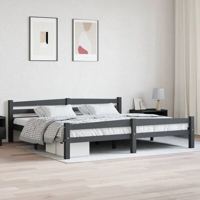 vidaXL Cadru de pat, gri închis, 200x200 cm, lemn masiv de pin