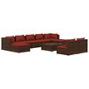 vidaXL Set mobilier de grădină cu perne, 10 piese, maro, poliratan