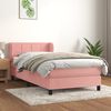 vidaXL Pat box spring cu saltea, roz, 90x190 cm, catifea