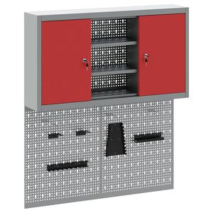 vidaXL Set dulap de unelte 3 buc. Roșu Oțel vopsit electrostatic