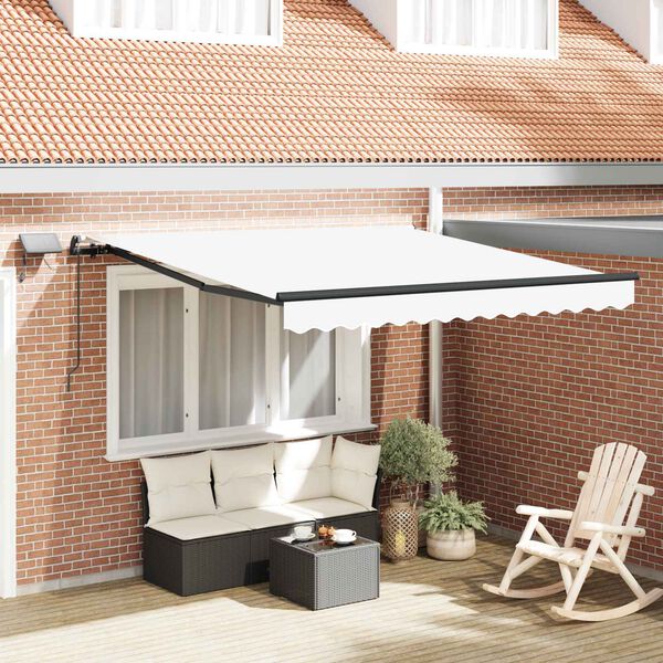 vidaXL Cortina Retractabilă Manual Alb 350 x 250 cm țesătură