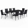 vidaXL Set mobilier de grădină, negru, 9 piese
