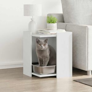 vidaXL Cutie pentru litieră pisici, alb, 42x42x51 cm, lemn prelucrat