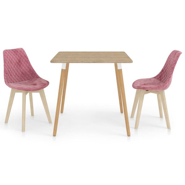 vidaXL Set de masă, 3 piese, roz