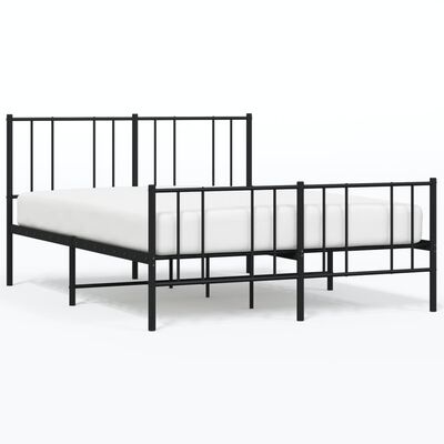 vidaXL Cadru pat metalic cu tăblie de cap/picioare, negru, 135x190 cm
