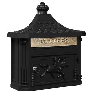 vidaXL Cutie Poștală Montată pe Perete cu ușă Negru 40,5 x 16 x 45 cm