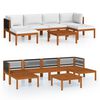vidaXL Set fotoliu de grădină cu 7 piese, perne, lemn crem, acacia și fr&acirc;nghie