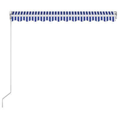 vidaXL Copertină retractabilă manual, albastru și alb, 300 x 250 cm