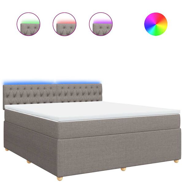 vidaXL Pat continental cu saltea, gri taupe, 180x200 cm, textil