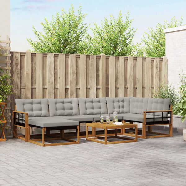 vidaXL Set de canapele de exterior 7 pcs Gri natural și deschis