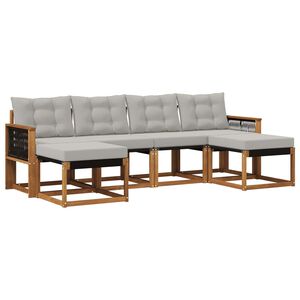 vidaXL Set de canapele de exterior 6 pcs Natural și gri deschis