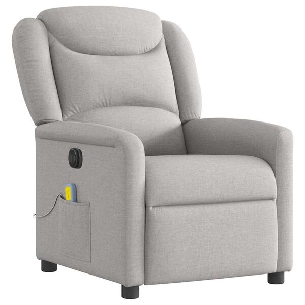 vidaXL Scaun reclinabil electric pentru masaj Cloud Grey Fabric