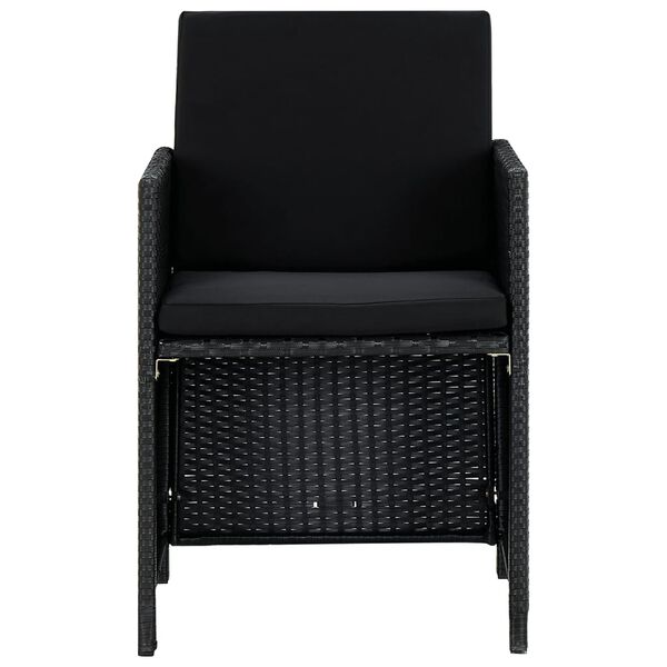 vidaXL Set mobilier de exterior cu perne, 9 piese, negru, poliratan