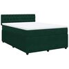 vidaXL Pat box spring cu saltea, verde &icirc;nchis, 140x200 cm, catifea