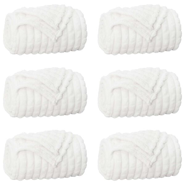 vidaXL Pături de aruncat 6 pcs Alb 240 x 220 cm Molton