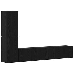 vidaXL Dulap pentru TV pe Perete 2 pcs Stejar Negru Lemn compozit