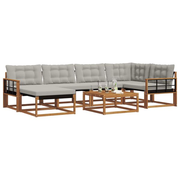 vidaXL Set de canapele de exterior 7 pcs Gri natural și deschis